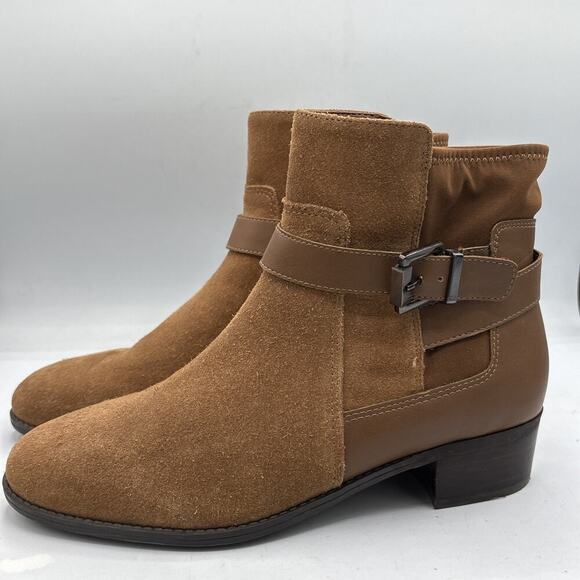 Isaac Mizrahi Live Women’s Brown Suede Side‑Zip Buckle Ankle Booties US 8.5 W - Picture 7 of 14